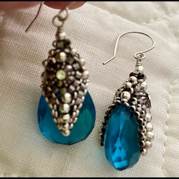 NWOT Vintage Miguel Ases Crystal & Briolette Earrings - Picture 1 of 6